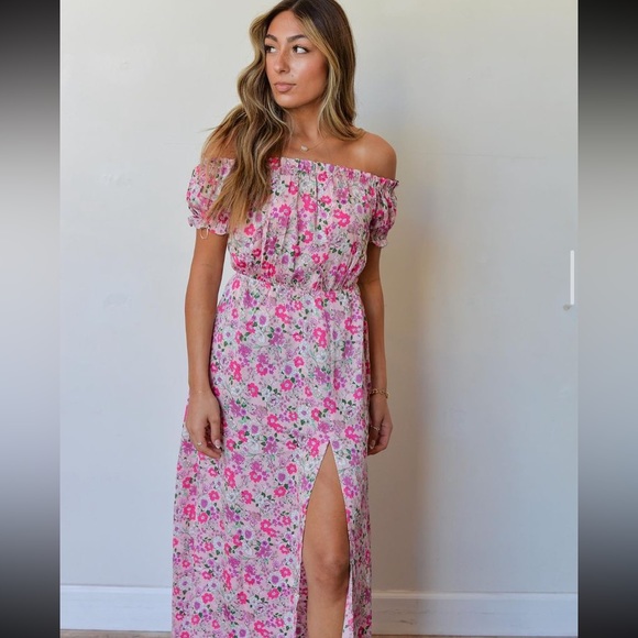 HYFVE High-Low Eyelet Ruffled Off-Shoulder Dress main image 1